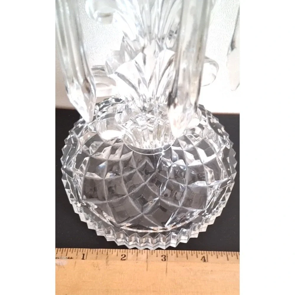 Vintage Pressed‎ Glass Candlestick with Prisms